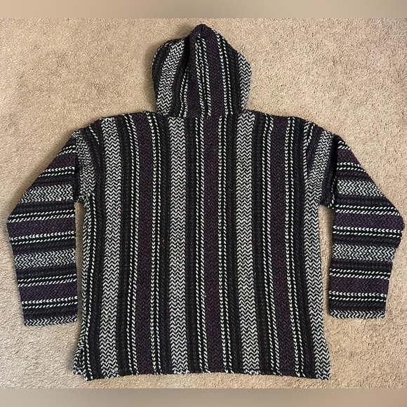 Baja Joe Mens M Purple White Gray Pullover Beach Hippie Hoodie Boho Well Loved - Picture 2 of 8